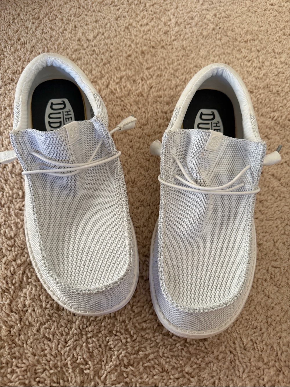 Hey Dude White Knit Slip-On Loafers